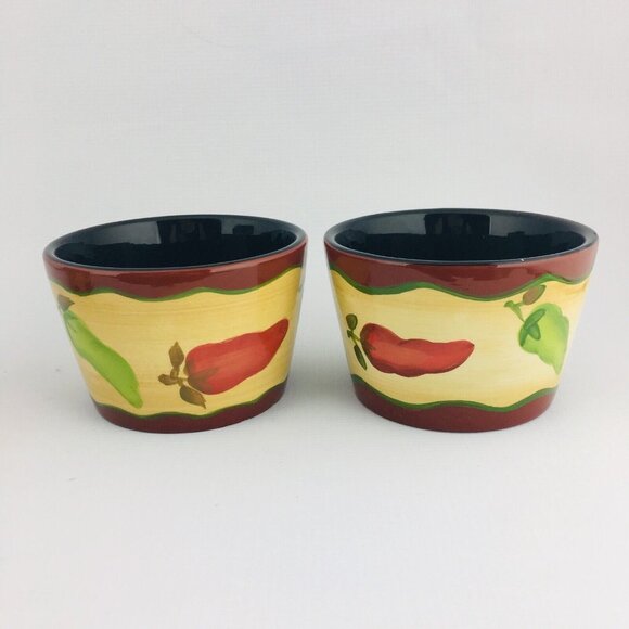 THE MAIN INGREDIENTS Southwestern Chili Peppers Stoneware Soup Salad Bowl Set 4 - Picture 4 of 13